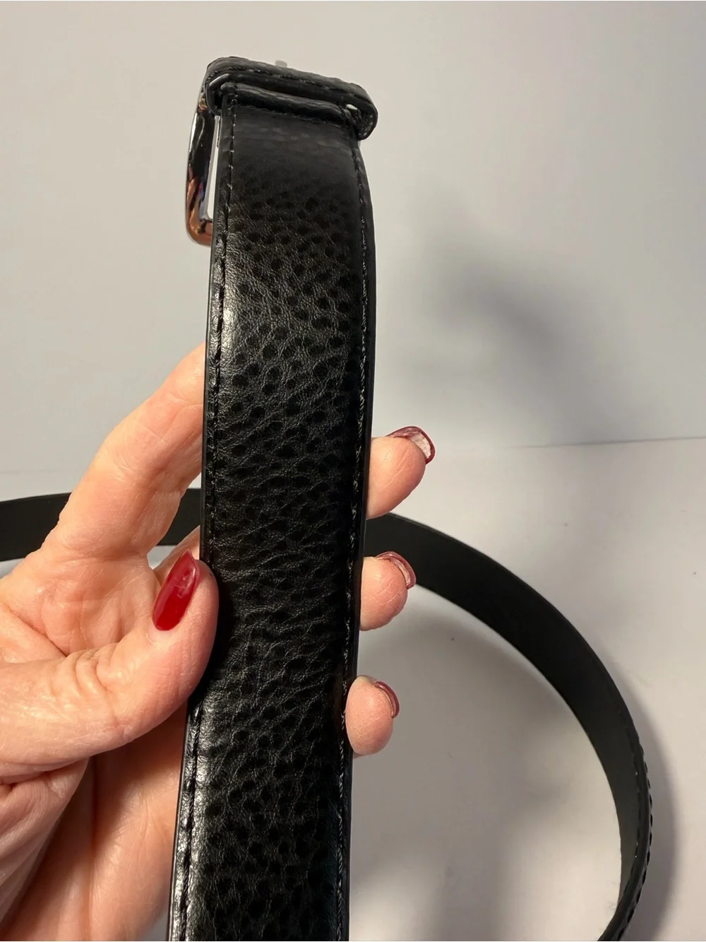 👔 Men's Black Pebble Grain Dress Belt - Size 54 Big & Tall
